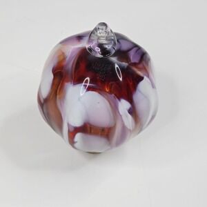 Miller Art Glass Pumpkin Sculpture Blown Glass Signed 5"‎ Tall Handmade Decor